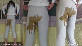 Asian girl messy diarrhea in White Pants, ScatKings.com Scat Porn 16 ScatKings.com Scat Porn